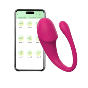 Potente vibrador para punto G y con una extensión para clítoris, controlado por Teléfono y a prueba de agua