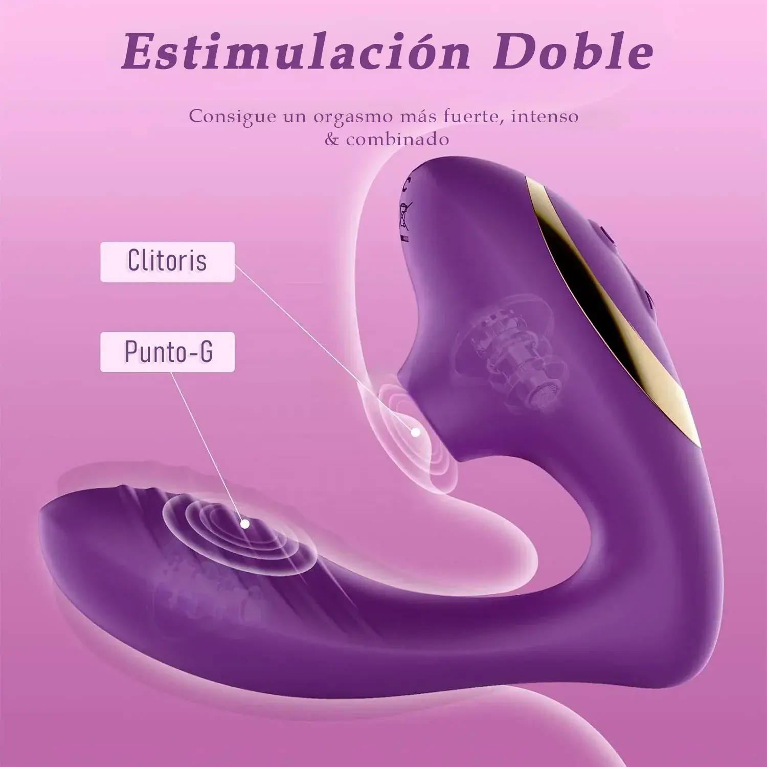 Increíble vibrador con succionador, te permite disfrutar tanto de la zona genital como de los pezones