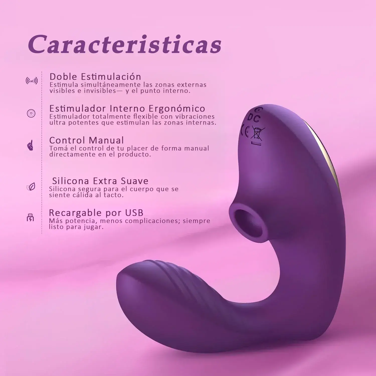 Increíble vibrador con succionador, te permite disfrutar tanto de la zona genital como de los pezones