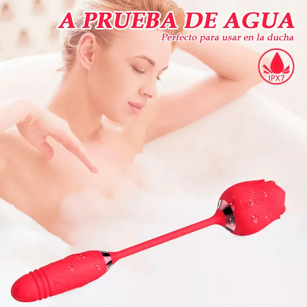 Potencia tu placer con la Rosa Telescópica, diseñada para ofrecerte una experiencia de estimulación única. Con sus funciones de succión y penetración automática, esta vibradora es perfecta para quienes buscan una experiencia completa de placer.