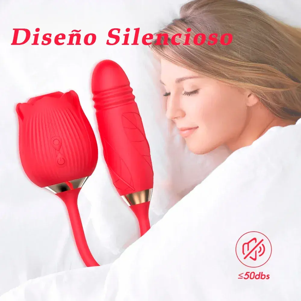 Potencia tu placer con la Rosa Telescópica, diseñada para ofrecerte una experiencia de estimulación única. Con sus funciones de succión y penetración automática, esta vibradora es perfecta para quienes buscan una experiencia completa de placer.