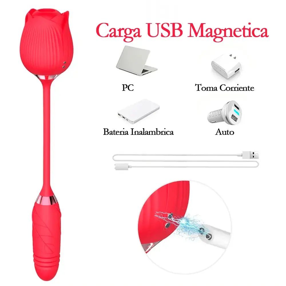 Potencia tu placer con la Rosa Telescópica, diseñada para ofrecerte una experiencia de estimulación única. Con sus funciones de succión y penetración automática, esta vibradora es perfecta para quienes buscan una experiencia completa de placer.